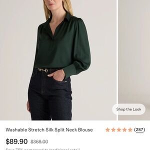 NWT Quince Deep Green Silk Blouse